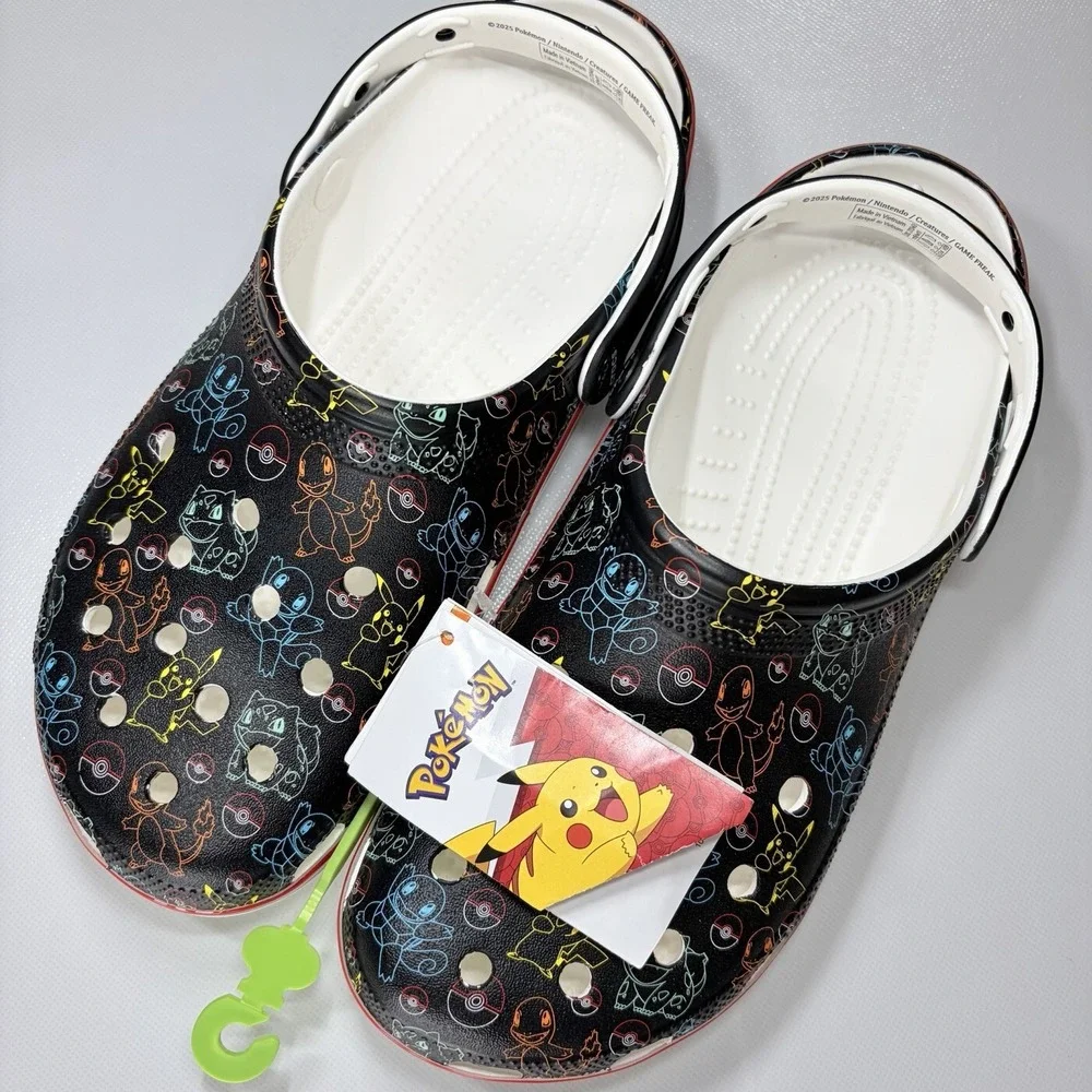 Pokemon Crocs Classic Clog M9 W11 Black Multicolor Pikachu Squirtle Charmander - Picture 1 of 7